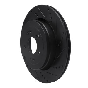 Hyundai Genesis Coupe Brake Rotor (1) - Rear Right - R1 Concepts - Drilled & Slotted - Black - `10-`16